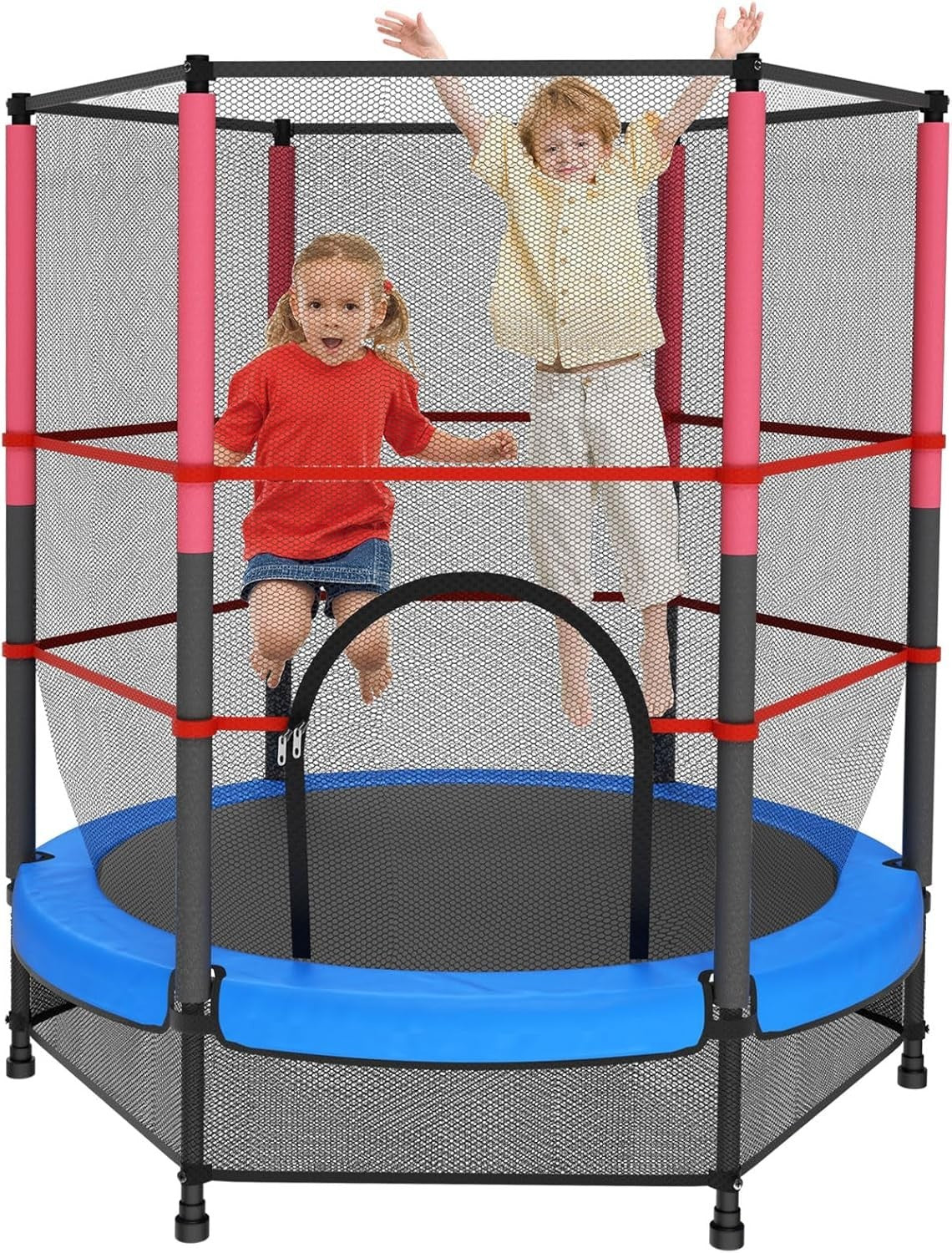 Blue Toddler Trampoline 140cm with Safety Enclosure Indoor Outdoor