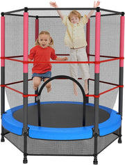 Blue Toddler Trampoline 140cm with Safety Enclosure Indoor Outdoor