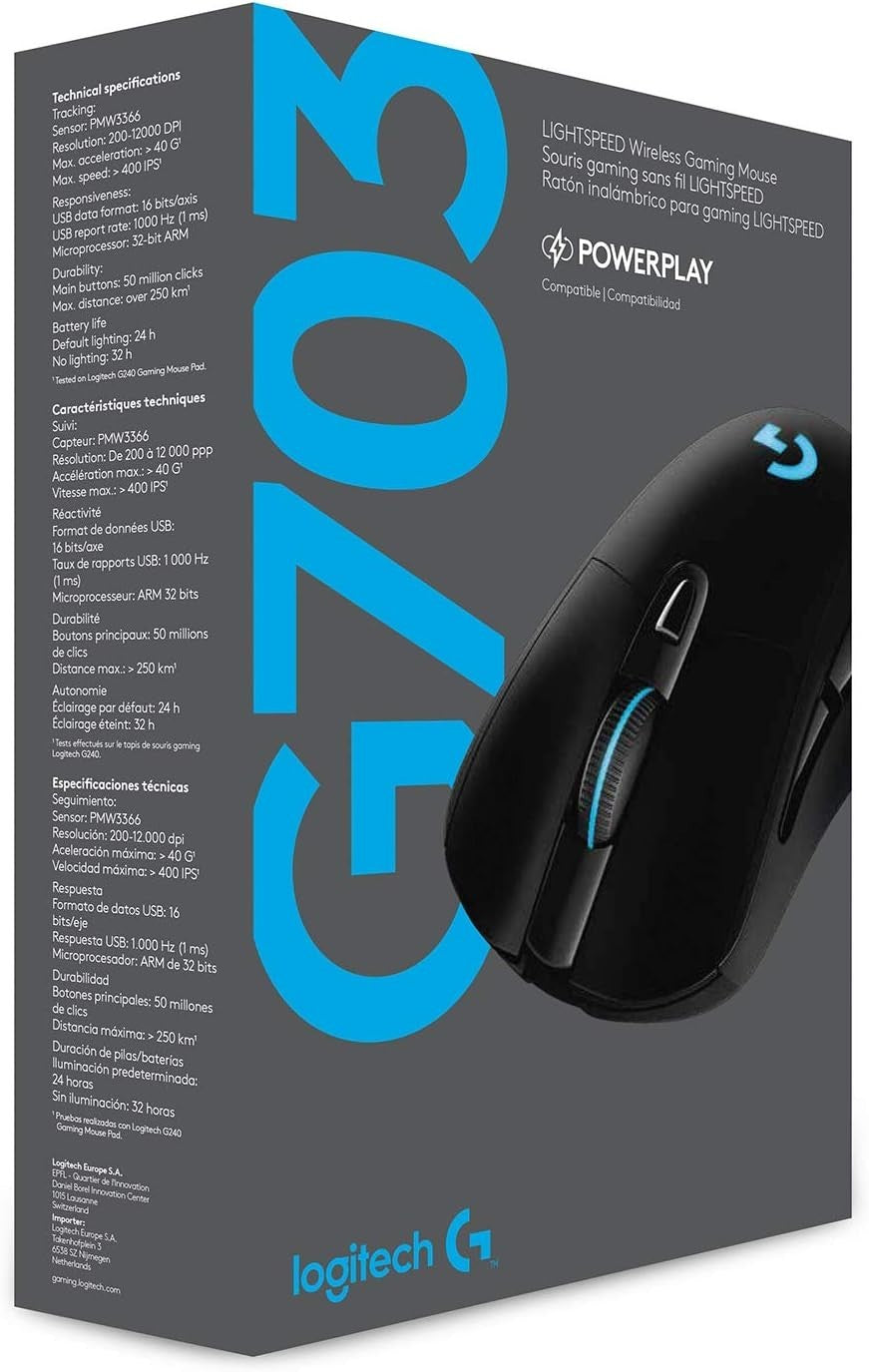 Wireless Gaming Mouse 25,600 DPI HERO Sensor RGB 6 Buttons
