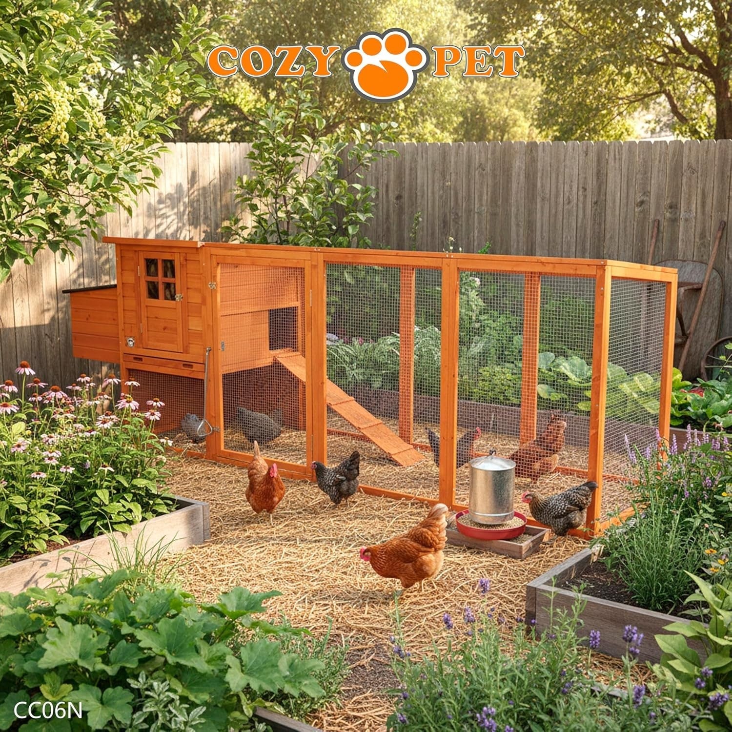 3m Chicken Coop with Extended Run Nest Box 4–6 Birds