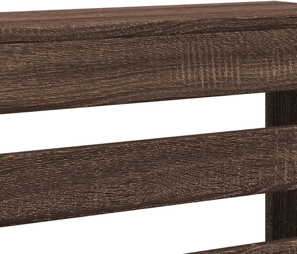 Modern Brown Oak Radiator Cover Shelf 78x20x82cm – Slatted Heater Cabinet