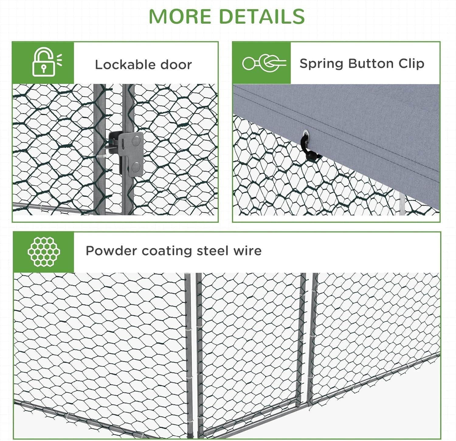 4x3.5x2.6m Walk In Chicken Run Galvanised Coop 10-15 Hens