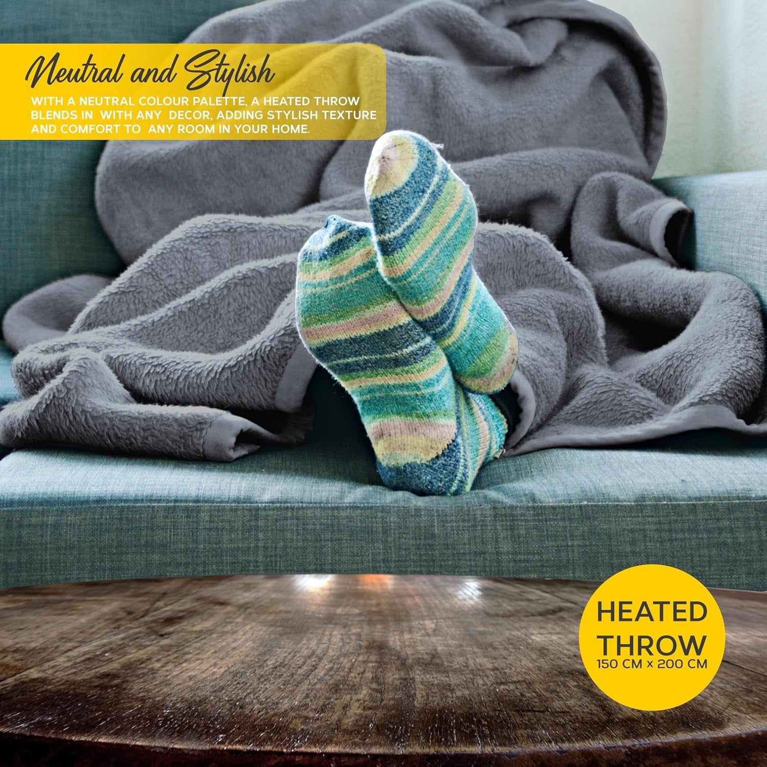 Electric Heated Throw Blanket Double Sherpa Fleece 6 Timer 150x200cm