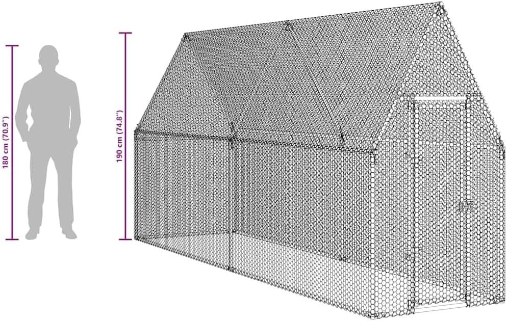 Galvanised Steel Chicken Cage 100x100x190cm Run
