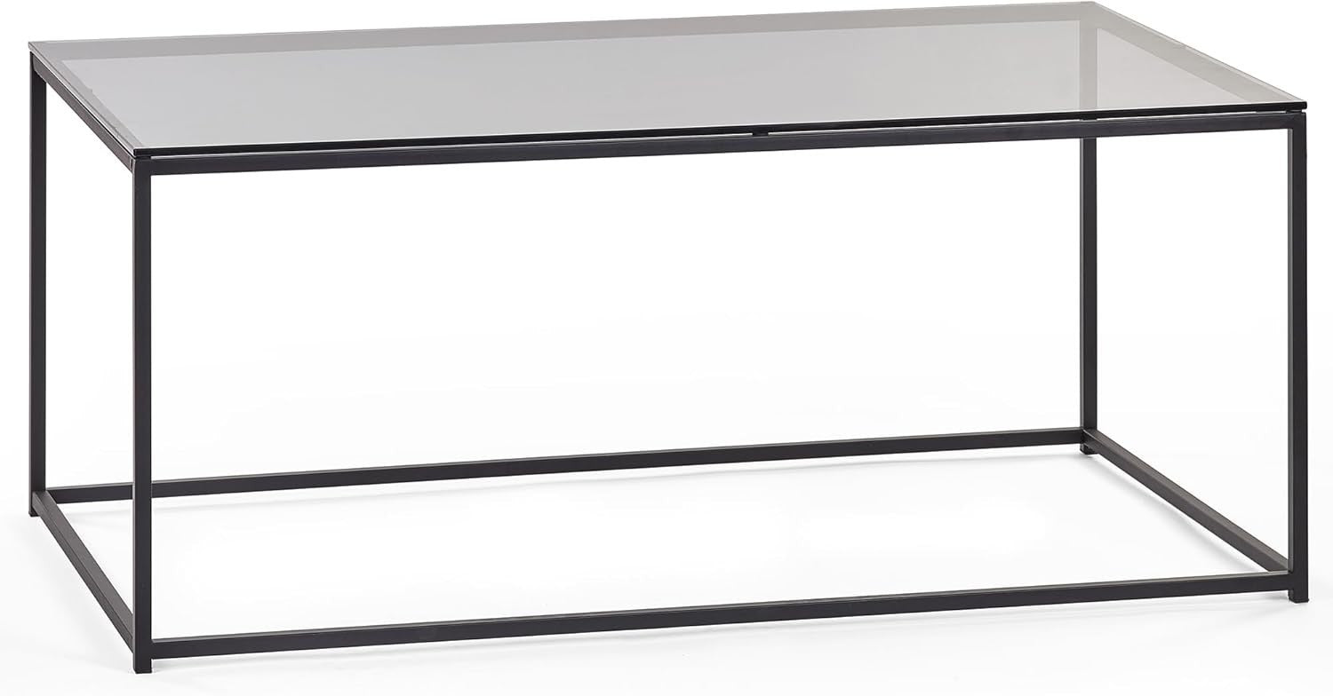 Rectangular Coffee Table, Smoked Glass & Black 110x60x45cm