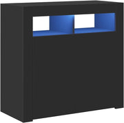 Modern LED Sideboard Cabinet Black Cupboard Storage Unit 80cm Living Room