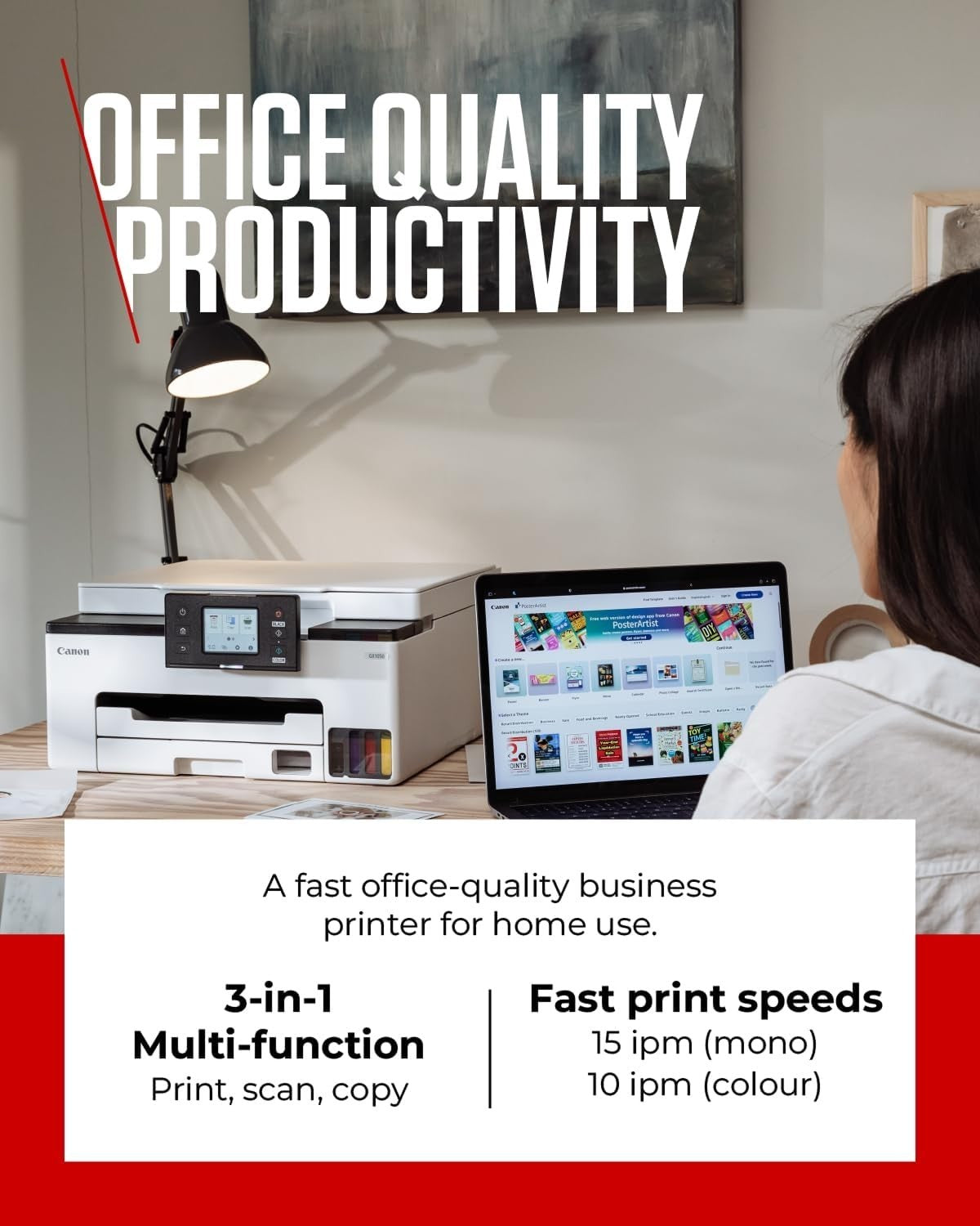 Colour MegaTank Printer A4 WiFi Auto-Duplex Refillable Ink 250-Sheet