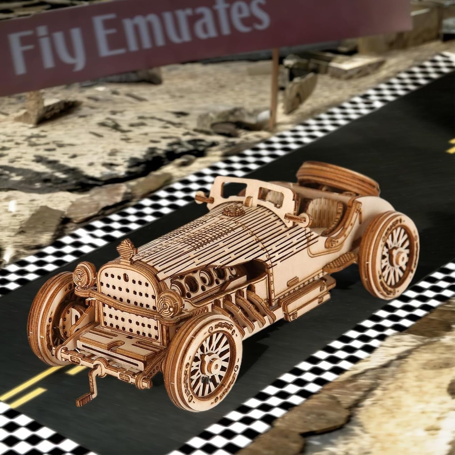 3D Wooden Car Puzzle Model Kit for Teens & Adults - Easy DIY Craft