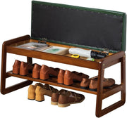 Modern Green Entryway Shoe Bench with Flip-Top Storage & Cushioned Seat