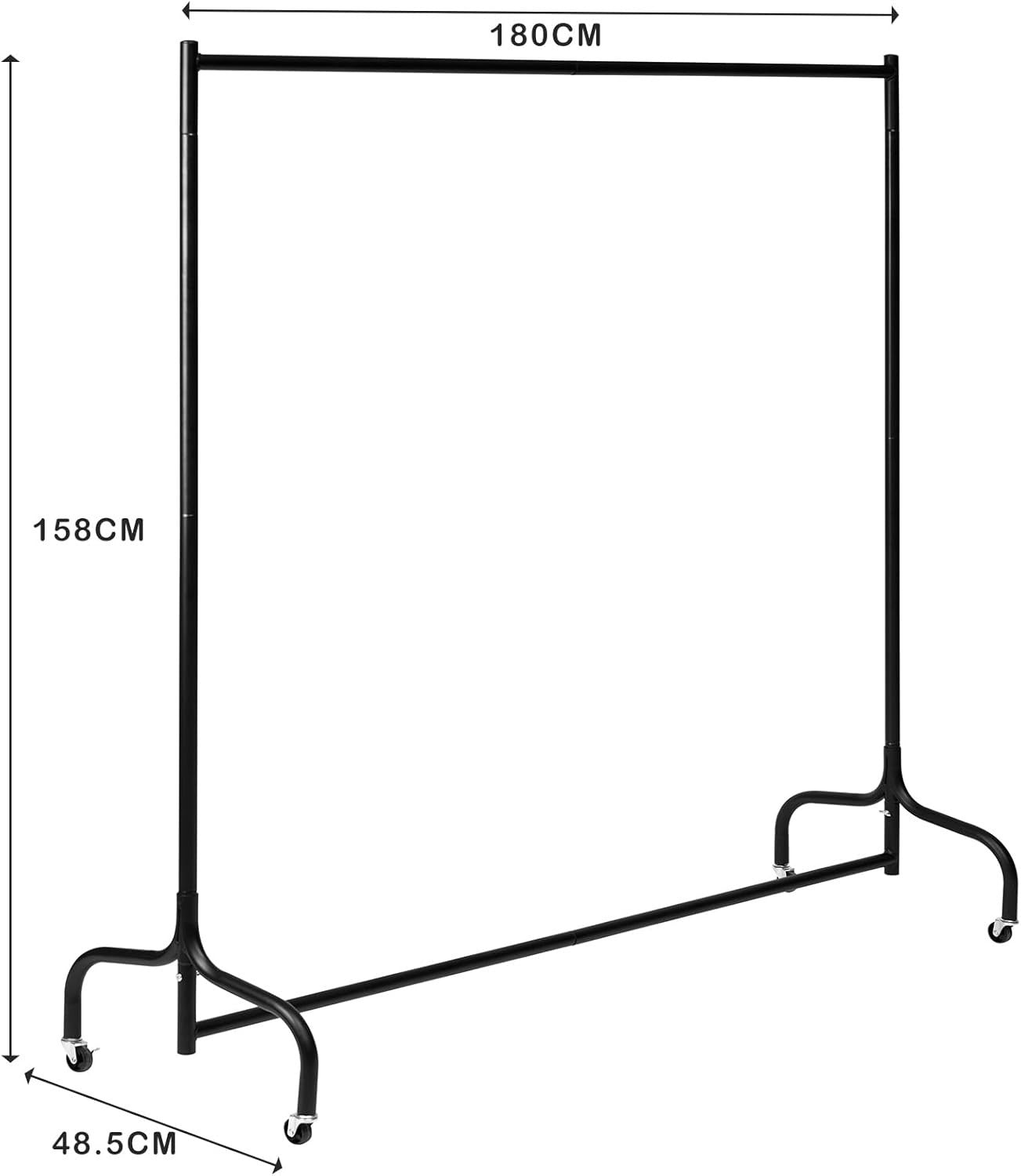 Heavy Duty 5ft Clothes Rail with Hooks & Shoe Rack – Black