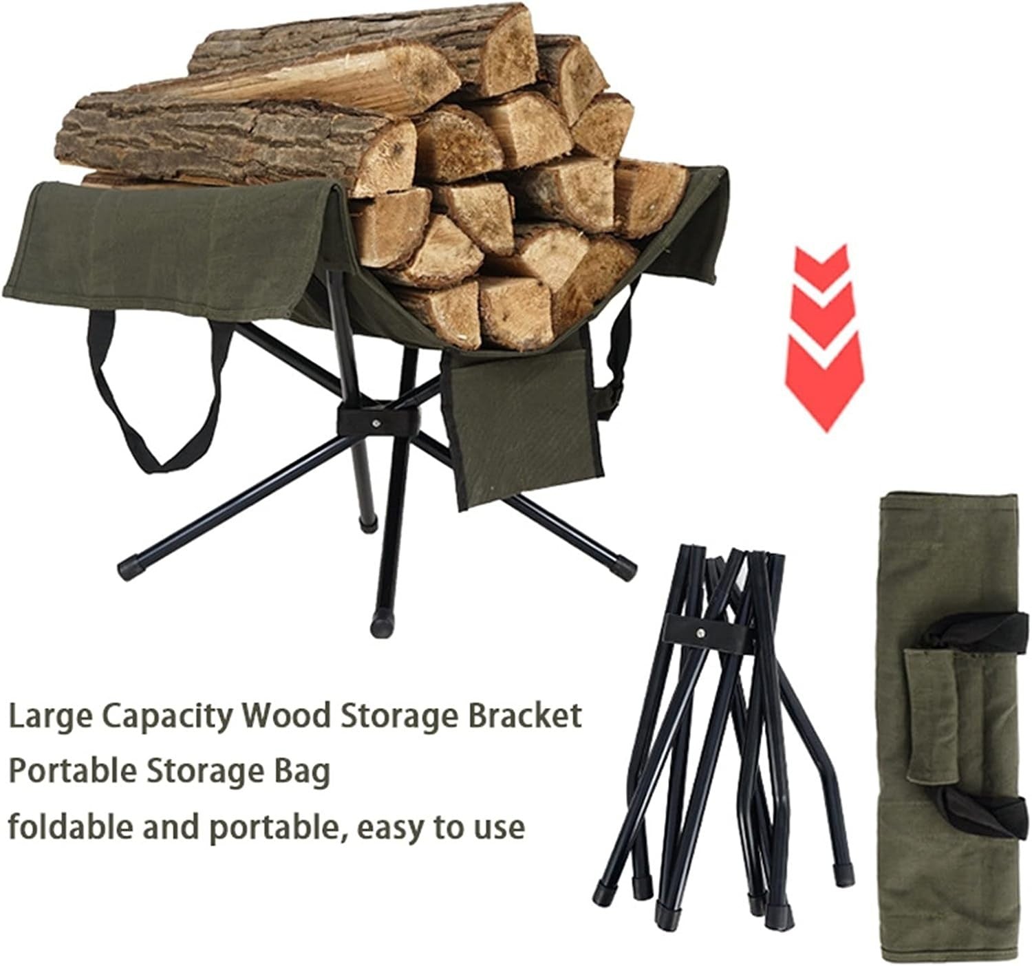 Large Canvas Firewood Log Carrier – Foldable Tote for Camping & Fireplace