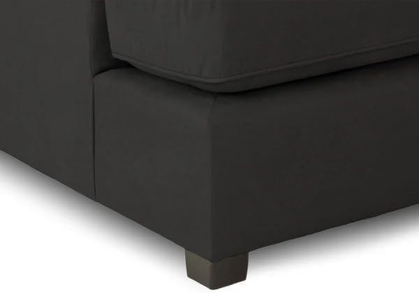 Black Velvet U-Shaped Modular 5 Seater Sofa - Cinema Corner + Footstool