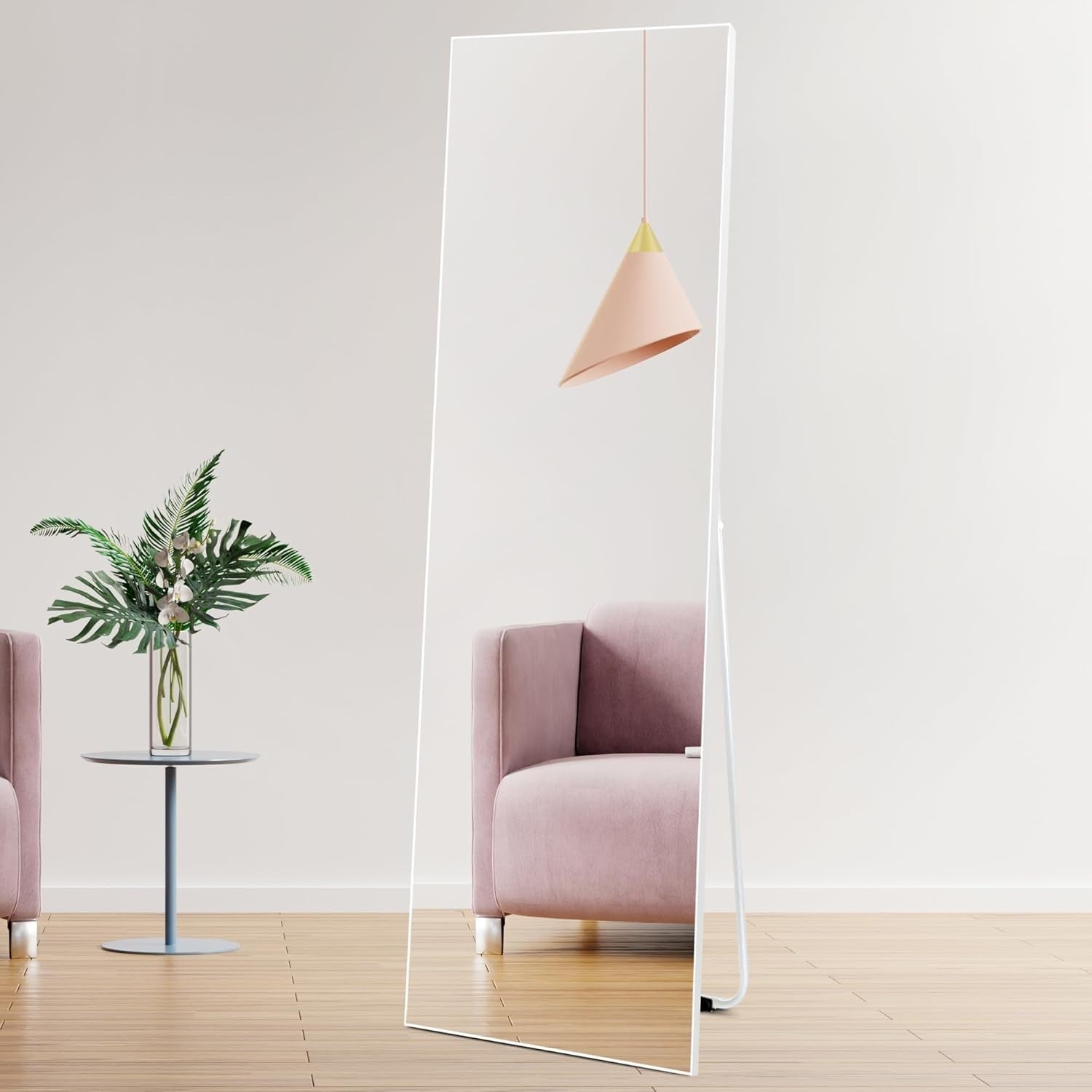 Full Length Mirror 150x41cm White Frame Standing Wall Mounted Safe