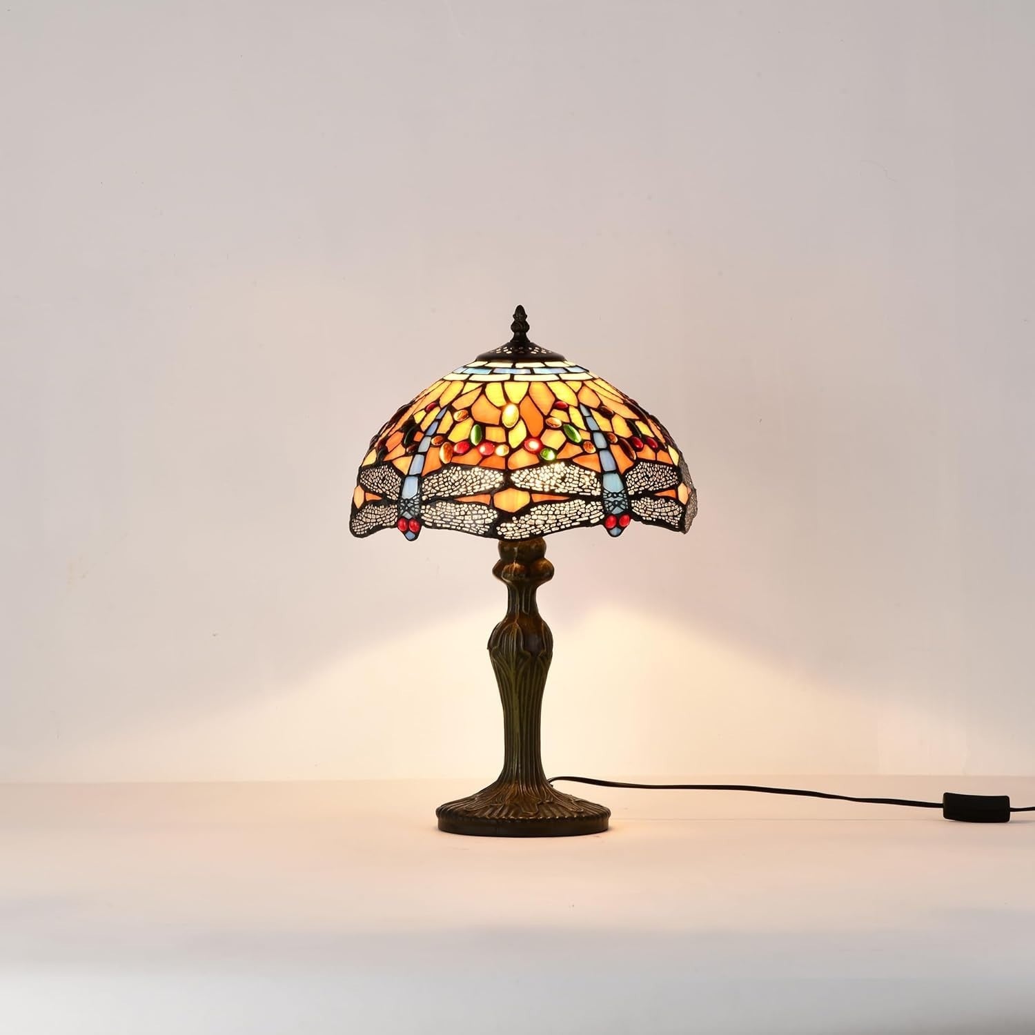 Stained Glass Tiffany Table Lamp 18” Height Handmade Vintage Light