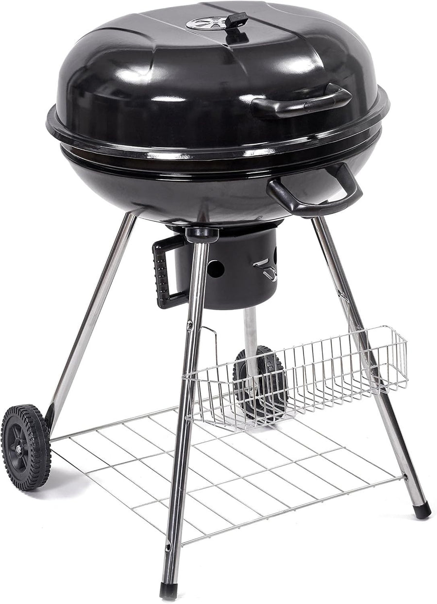Portable Charcoal Kettle BBQ Grill with Wheels 57cm Smoker