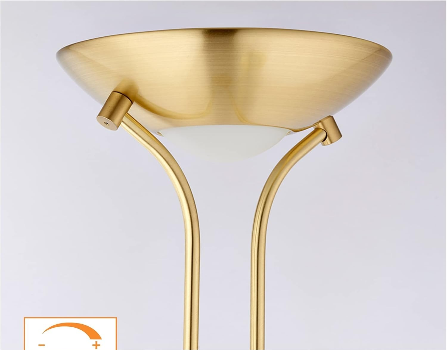 Satin Brass Floor Lamp with Reading Light Dimmable 180cm Tall Uplighter