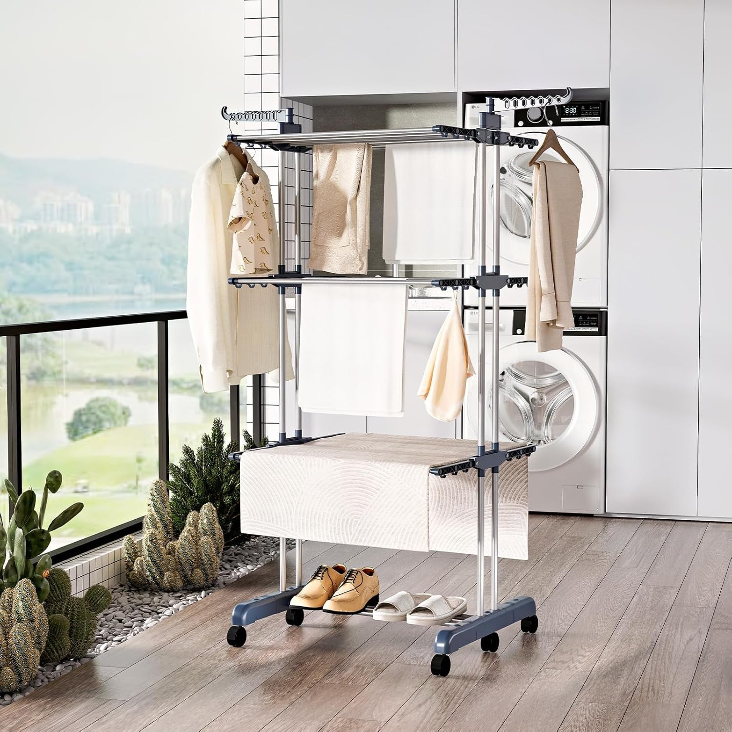 4-Tier Clothes Drying Rack, Clothes Indoor Folding 18M Drying Space Large
