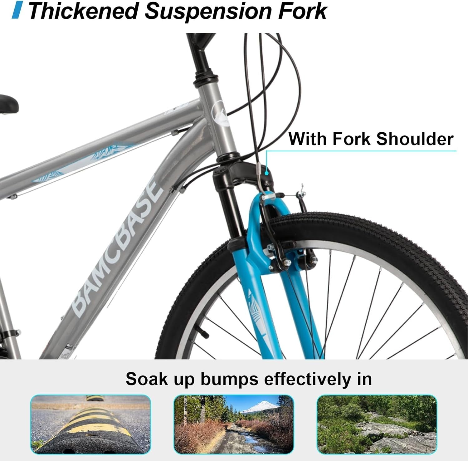 26" Adult Mountain Bike 21 Speed V Brake Steel Frame Hardtail MTB Grey