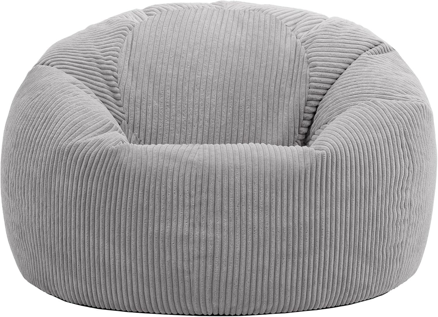 2x Grey Cord Bean Bag Chairs | Large Lounge Seating for Adults & Teens