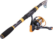 Telescopic Carbon Fiber Fishing Rod & Reel Combo for Travel Beginners