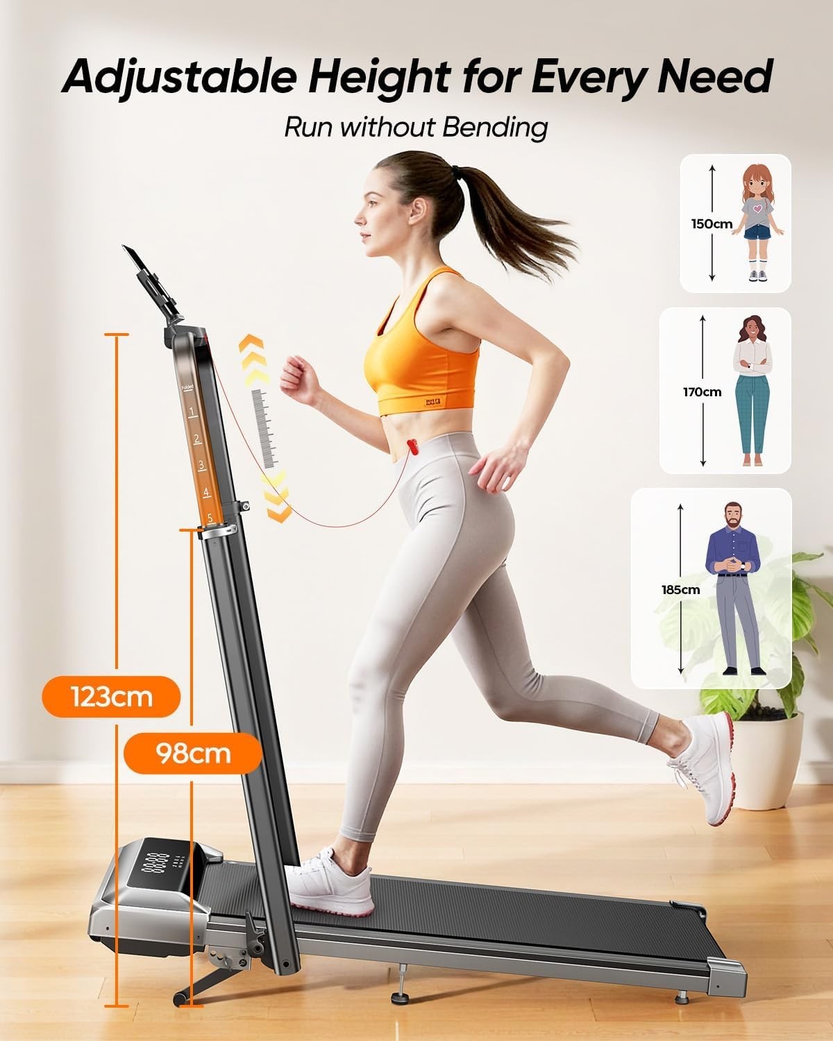 Foldable Treadmill 10KM/H Under Desk Incline 12% Running Machine Home Gym