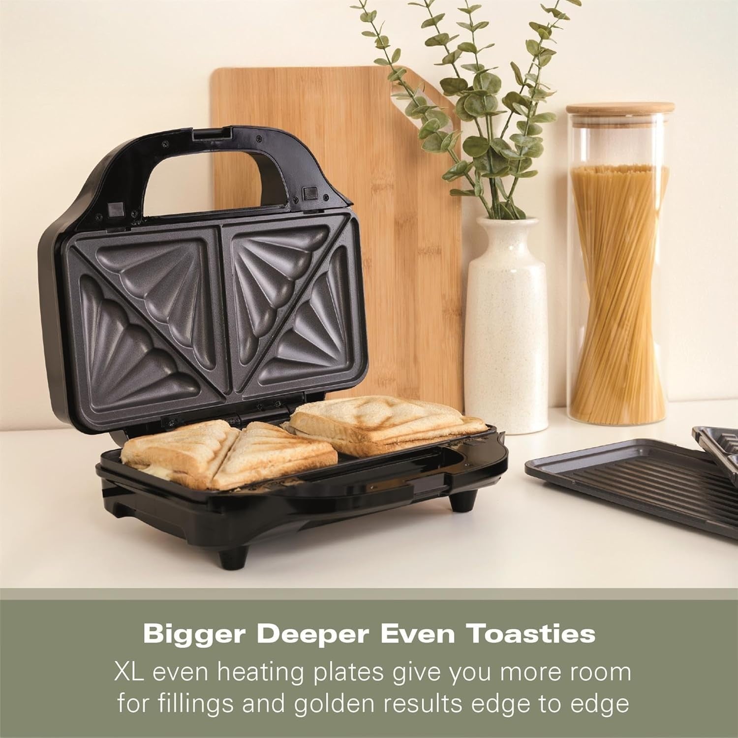 4-in-1 Sandwich Toaster 29.2x25.5x12cm Non-Stick Plates Waffle Panini Omelette
