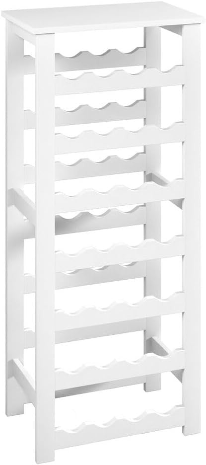 7-Tier Wine Rack Free Standing Holds 28 Bottles Modern White Wooden Storage