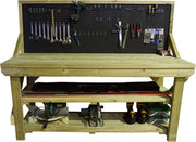 4ft Heavy Duty Workbench with Pegboard & Double Shelf – Includes 46-Piece