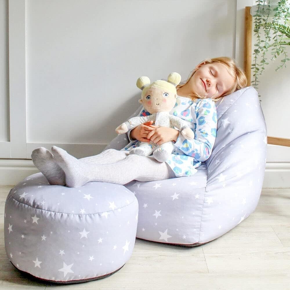 Kids Bean Bag Chair with Filling – Toddler Armchair Seat Sofa Grey
