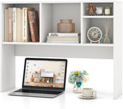 White Desktop Bookshelf Hutch 4-Shelf Countertop Storage Rack Monitor Organizer