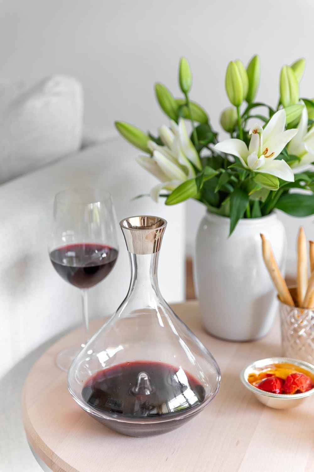 Luxury Crystal Carafe 2.1L Platinum Rim Glass Water Wine Decanter