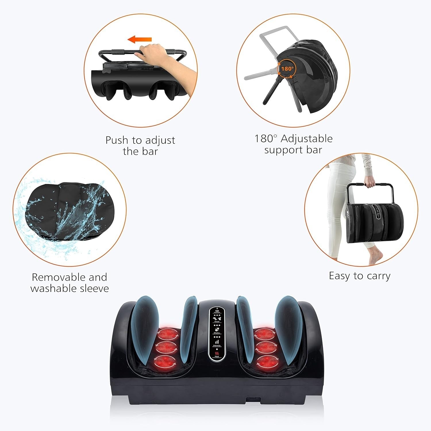 Heat Foot Massager for Pain Relief & Circulation, Shiatsu Calf Leg Compression
