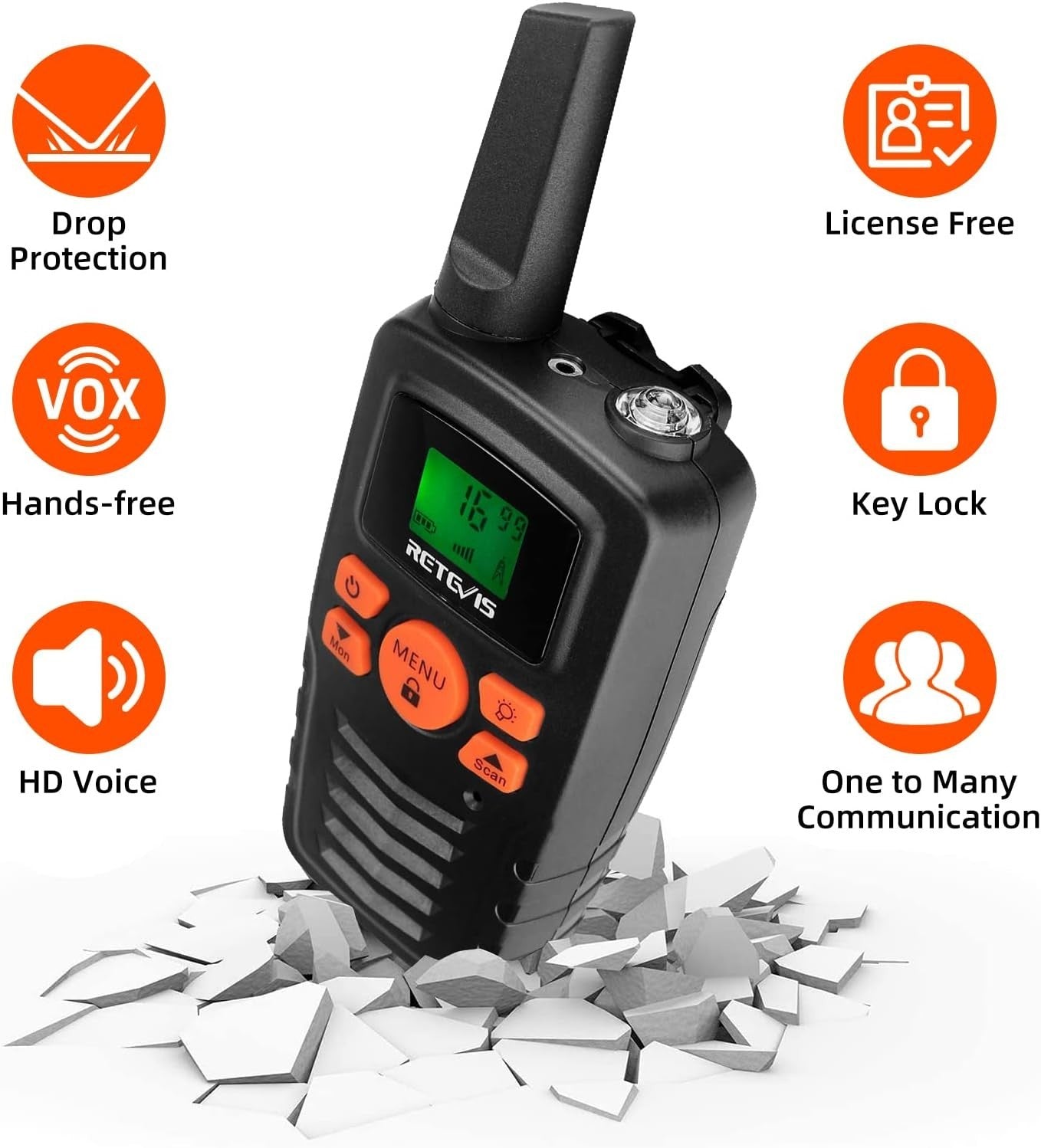 PMR446 Walkie Talkies 4 Pack Long Range VOX LED Torch Outdoor Radio