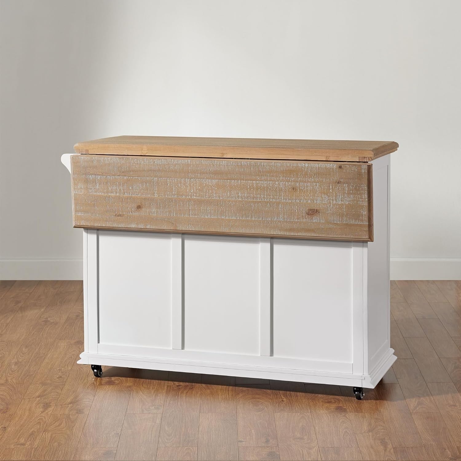 Kitchen Island Trolley with Extendable Oak Top & Storage Shelves, Rolling Unit