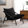 Black Metal Frame Accent Chair | Shredded Foam Lounge Armchair, Stylish