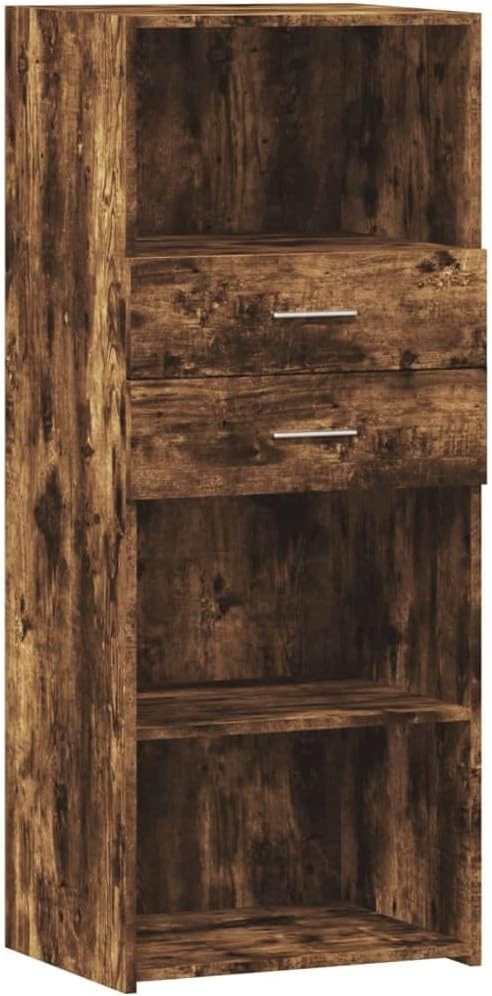 Smoked Oak Storage Cabinet Modern Wood Cupboard 50x42.5x124cm