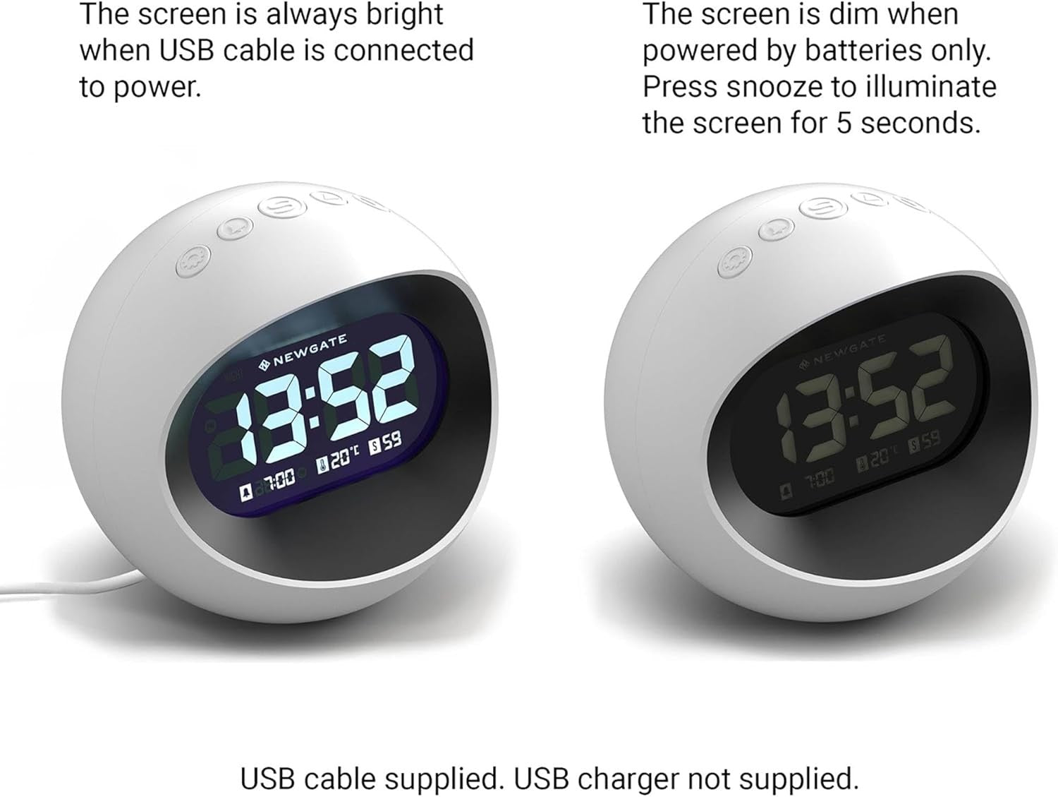 Retro Digital Alarm Clock LED Display Bedside Desk Clock Snooze