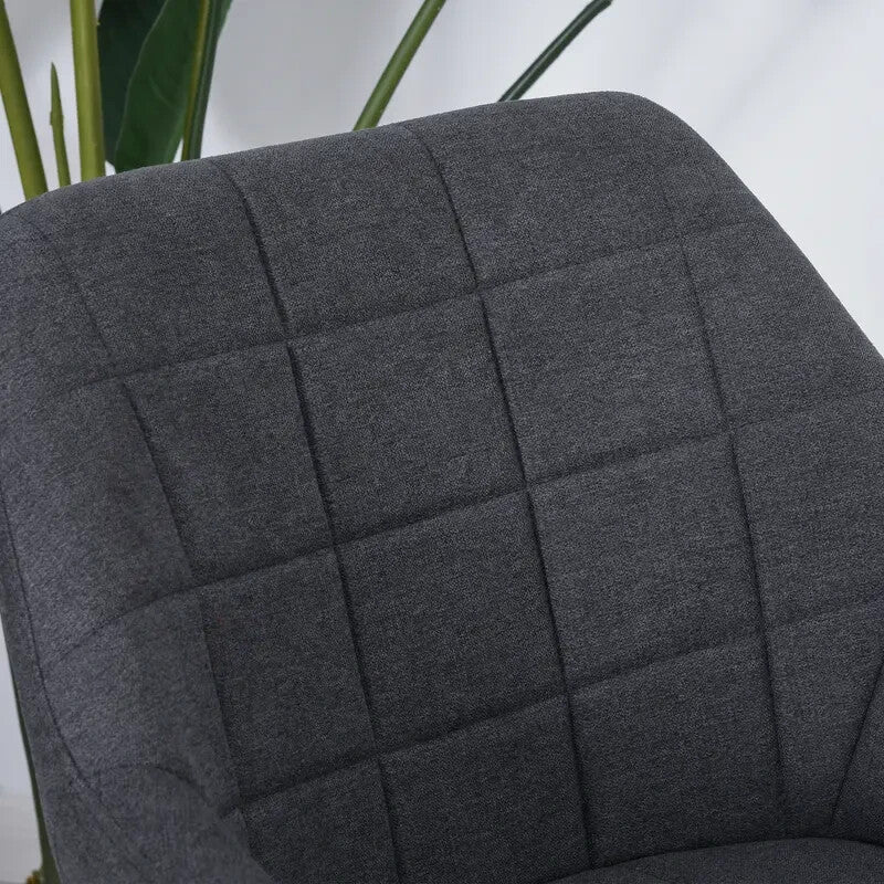 2x Grey Dining Chairs Linen-Fabric Padded Armchairs Steel Legs Modern