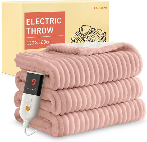 Electric Heated Throw Blanket 160x130cm Fast Heat Timer Sherpa