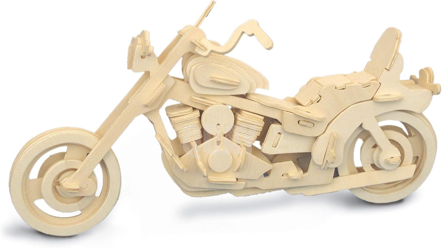 3D Wooden Motorcycle Model Kit - Easy Assemble, Paintable, FSC Certified