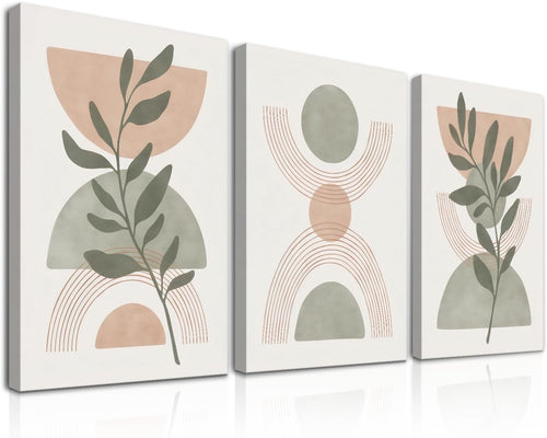 Framed 3pc Sage Green Boho Wall Art Set 12x16 Canvas Prints