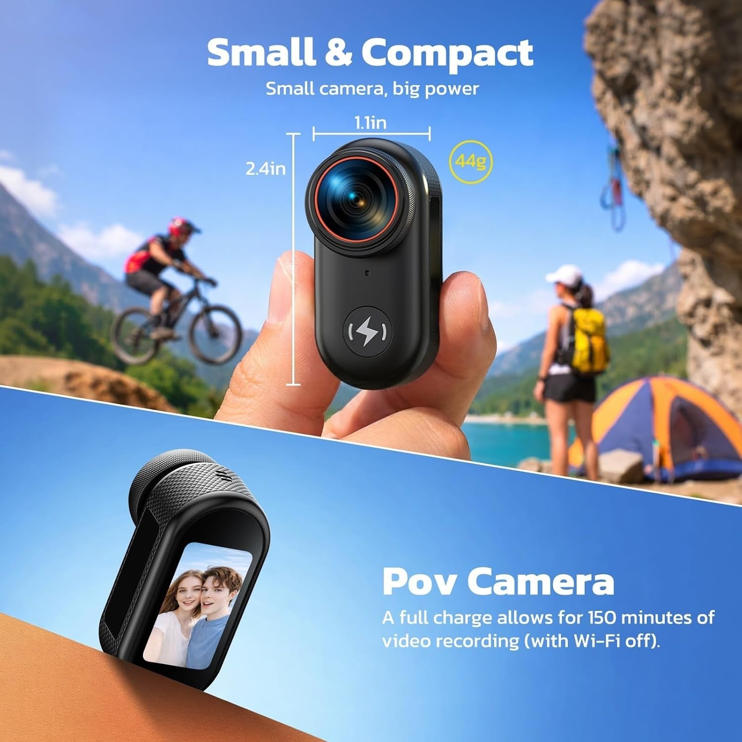 4K Mini Body Camera WiFi POV Action Cam w/64GB Magnetic Mount Kit