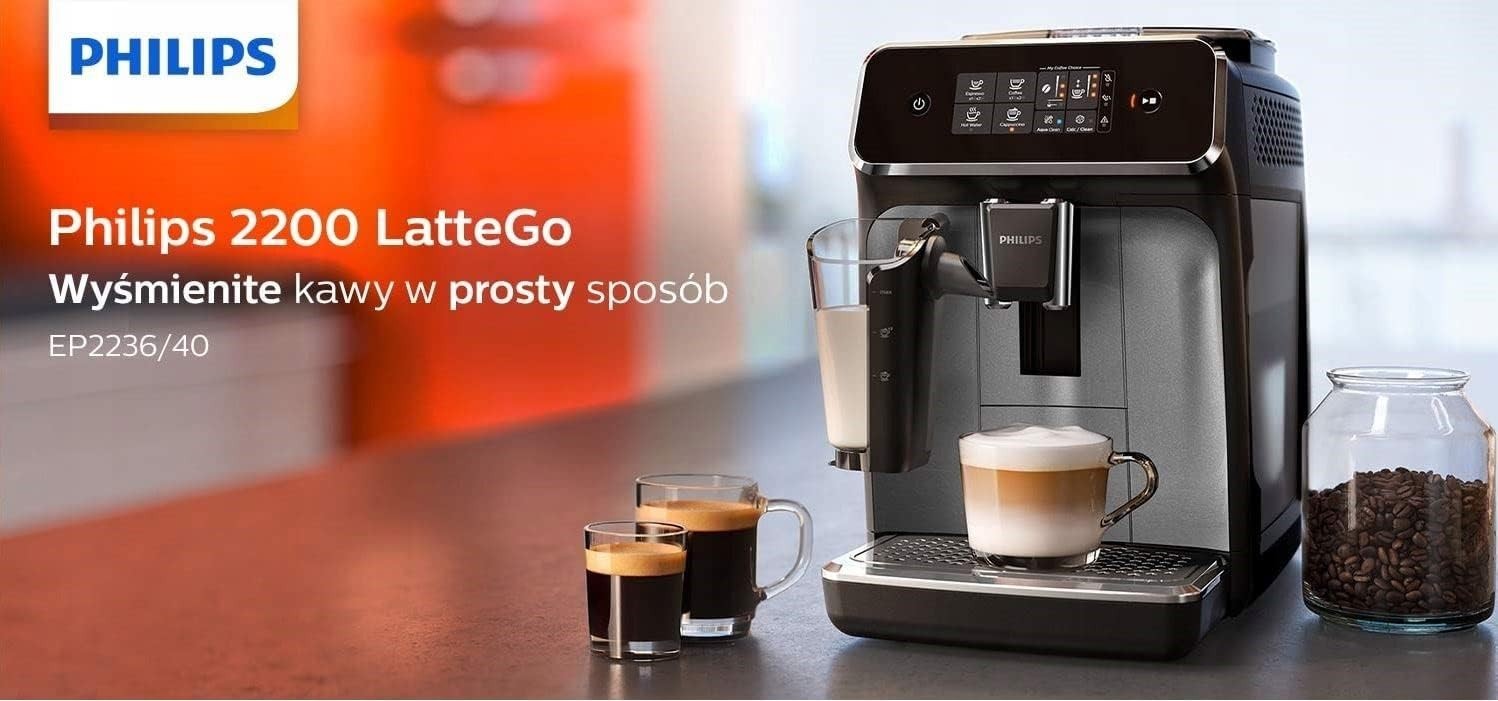 Bean to Cup Coffee Machine | LatteGo Milk Frother | 15 Bar Pump