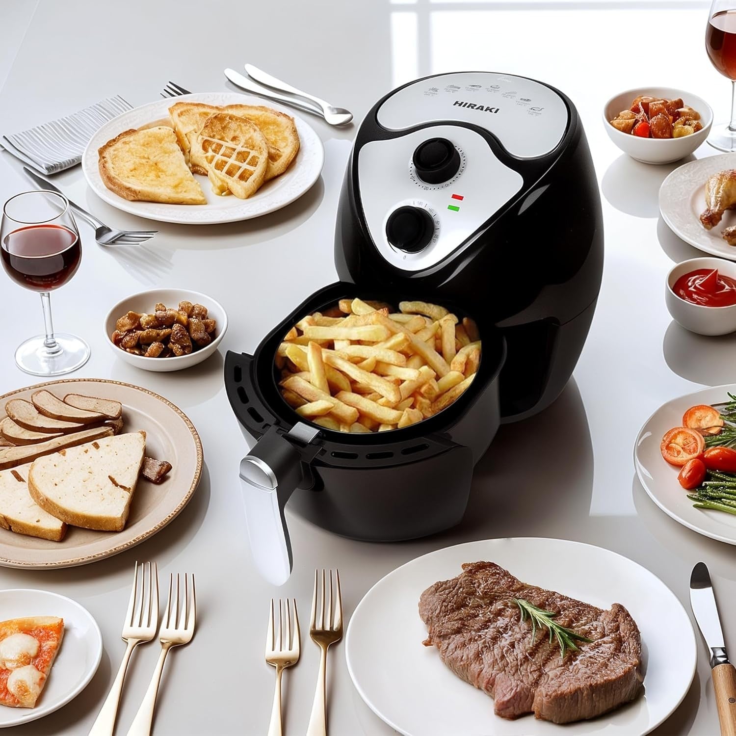 3.8L Compact Air Fryer Manual 200°C Rapid Heat 30min Timer Nonstick
