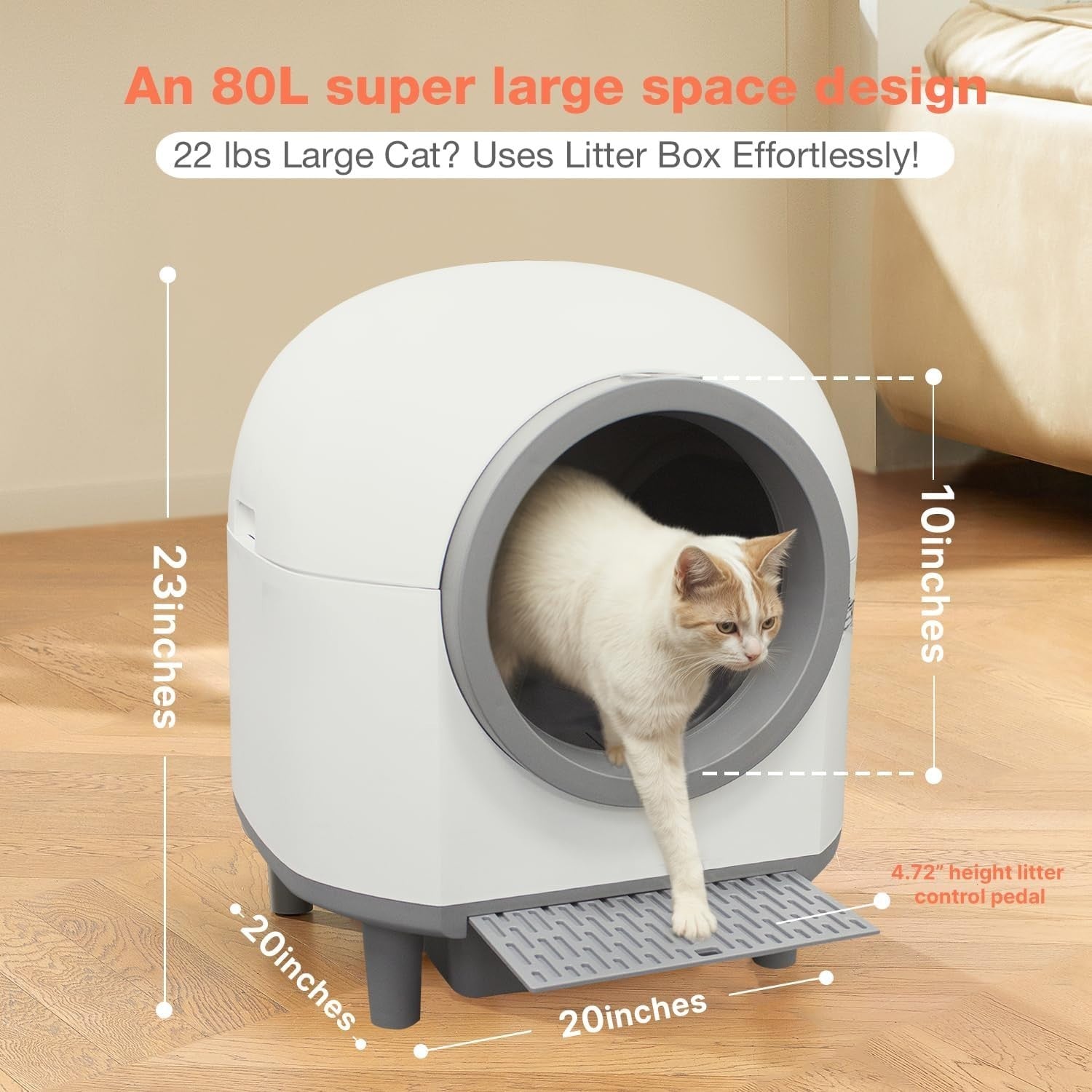 80L Automatic Cat Litter Robot Smart App Control Multi Cat Odor Free