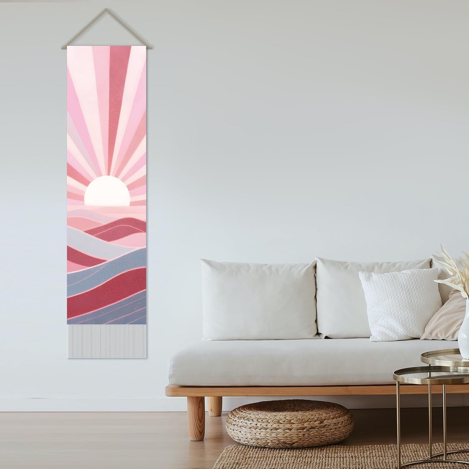 2PCS Boho Mountain Tapestry 33x116cm Sunset Wall Hanging Decor