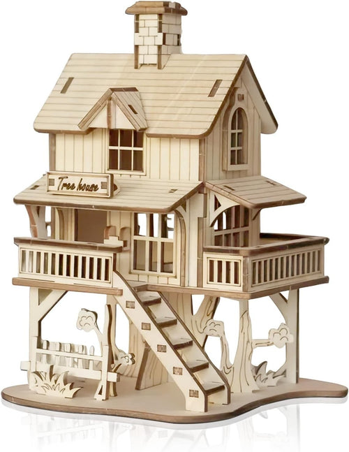 3D Wooden Tree House Puzzle Kit Adult Craft Gift DIY Model Home Decor