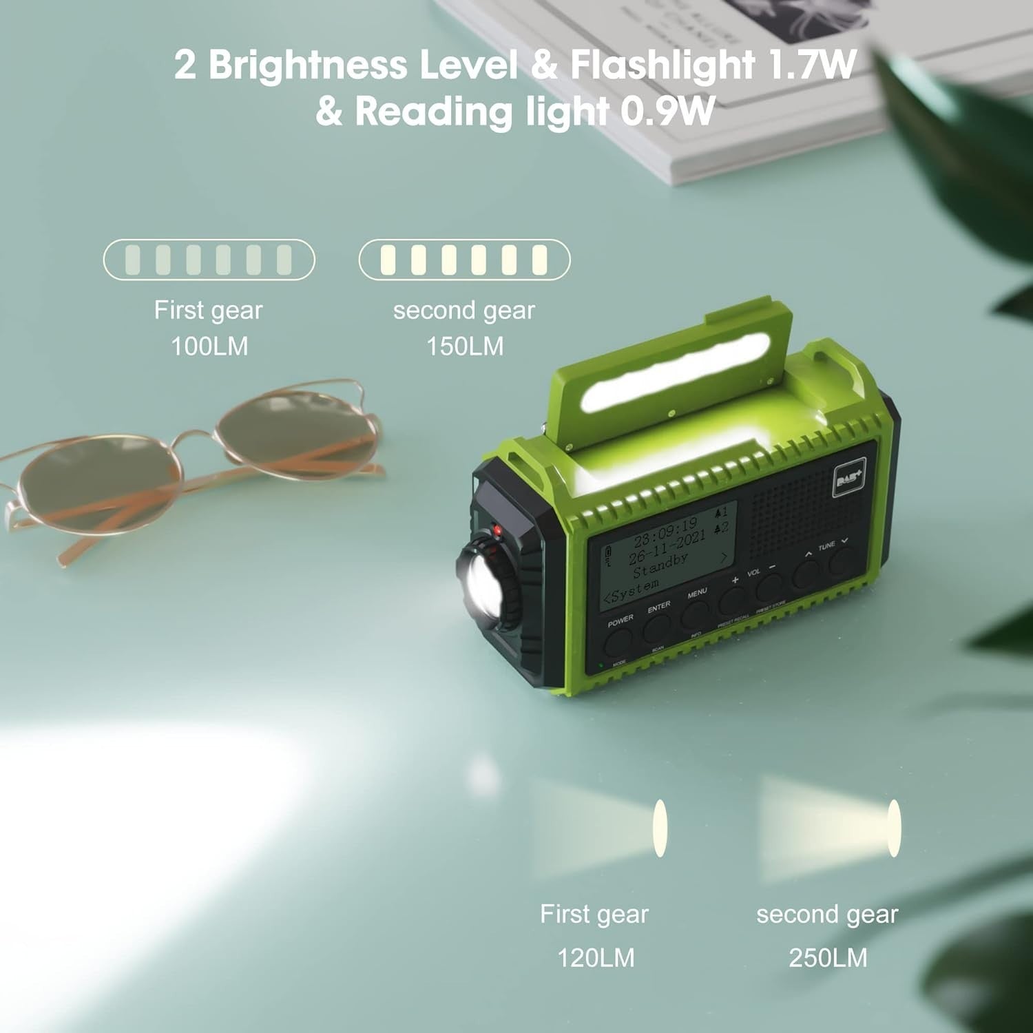 Portable DAB+ FM Emergency Radio Solar Hand Crank 5000mAh SOS