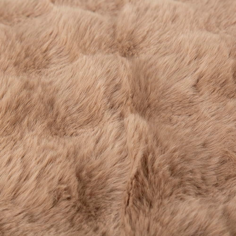 Luxury Faux Fur Dog Box Bed 60x50cm Bolstered Non Slip