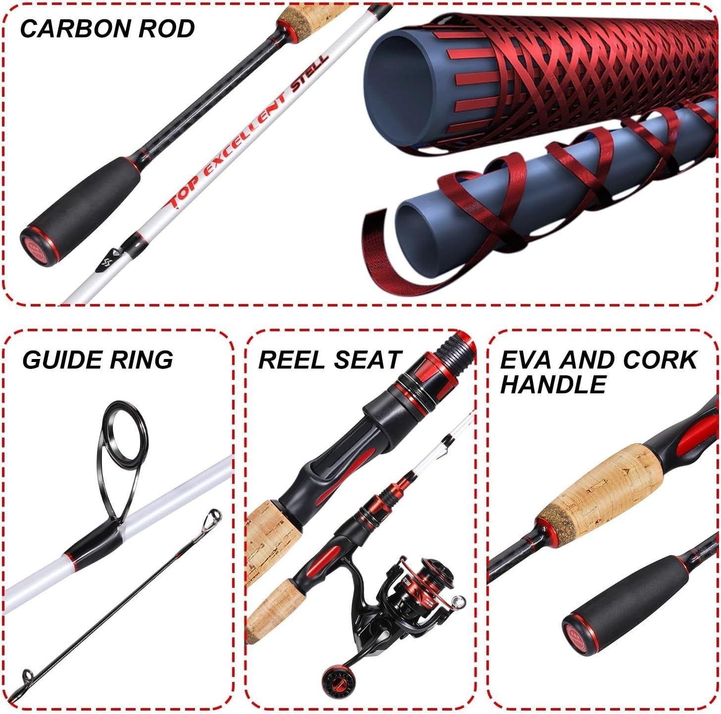 2.1m Carbon Fibre Spinning Rod & Reel Combo – Bass Fishing Set